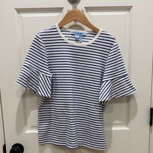Draper James Blue and White Striped Top